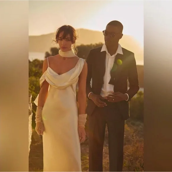 NWT Reformation Ronda Silk Dress in Ivory - Picture 2 of 10